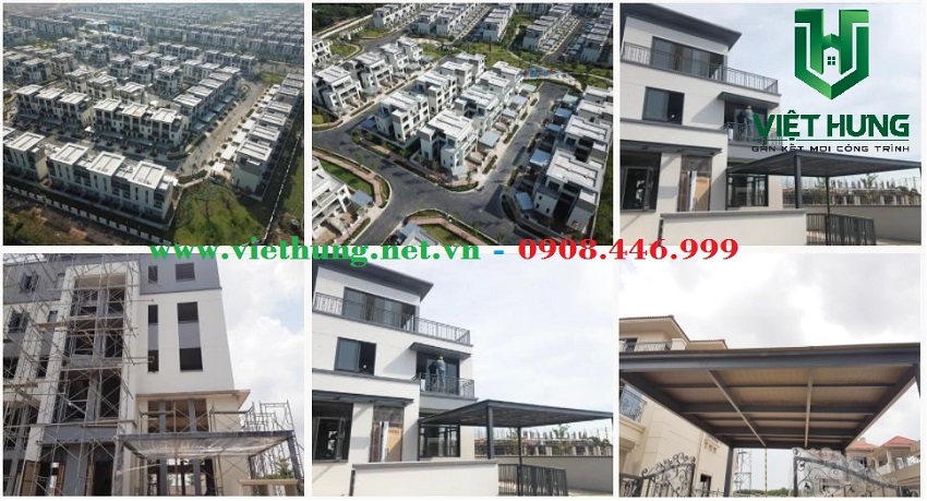 Mái lợp polycarbonate đặc ruột tại Khu Đô Thị SWAN PARK