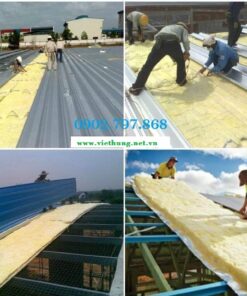 Thi công lắp đặt bông thủy tinh cách nhiệt cách âm mái tôn
