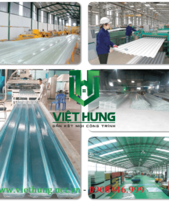Dây chuyền nhà máy sản xuất tôn nhựa lấy sáng sợi thủy tinh comosite Việt Hưng