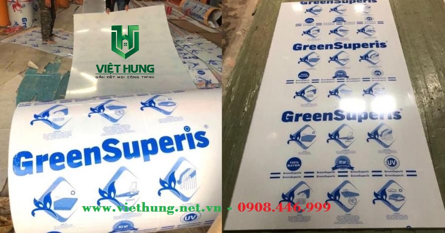 Hình ảnh tấm poly GreenSuperis Đài Loan Tấm lợp Poly GreenSuperis đặc ruột đài loan