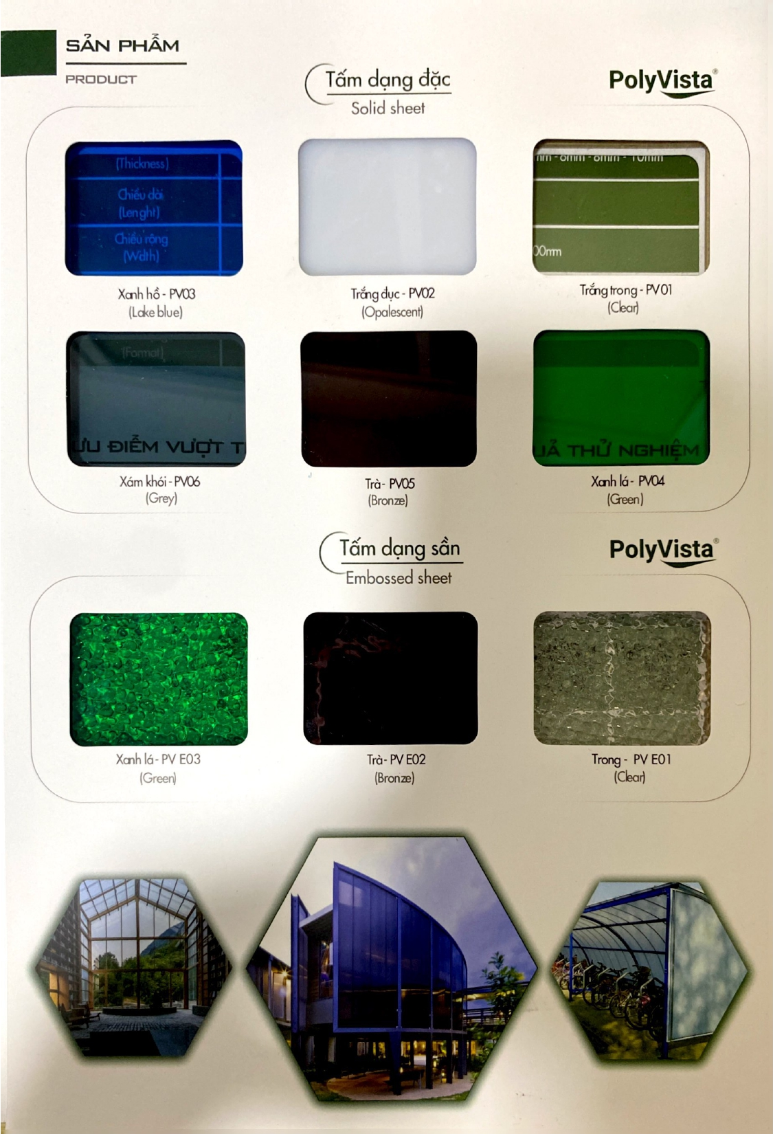 Bảng màu Catalog tấm poly Vista Việt Nam cao cấp
