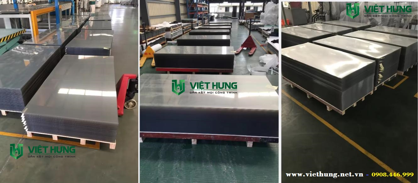 Kho hàng tấm nhựa PET cứng trong suốt Việt Hưng HCM