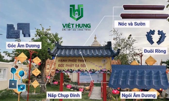 Tấm ngói nhựa PVC ASA Âm Dương Cổ Điển Nhật Bản