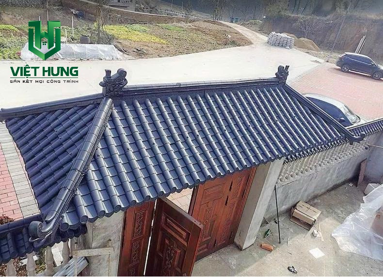 ngói nhựa PVC Âm Dương Cổ Điển Nhật Bản làm cổng nhà