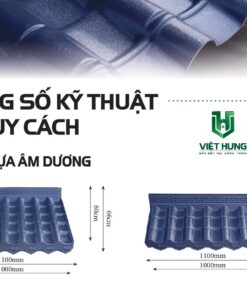 Quy cách thông số ngói nhựa pvc Asa âm dương