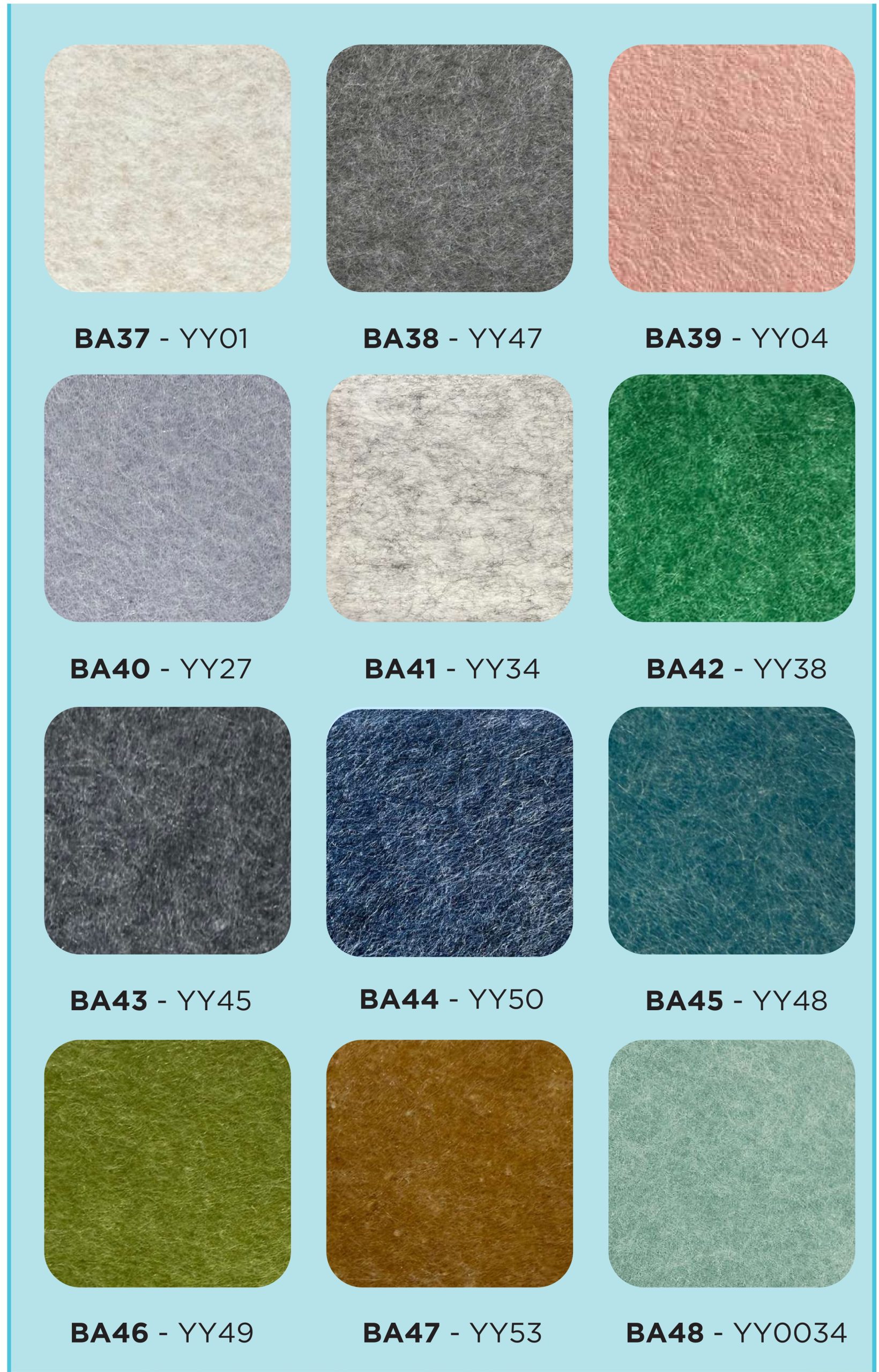 Bảng màu tấm tiêu âm Polyester Fiber Sonic 4 Bảng màu tấm tiêu âm Polyester Fiber Sonic 4