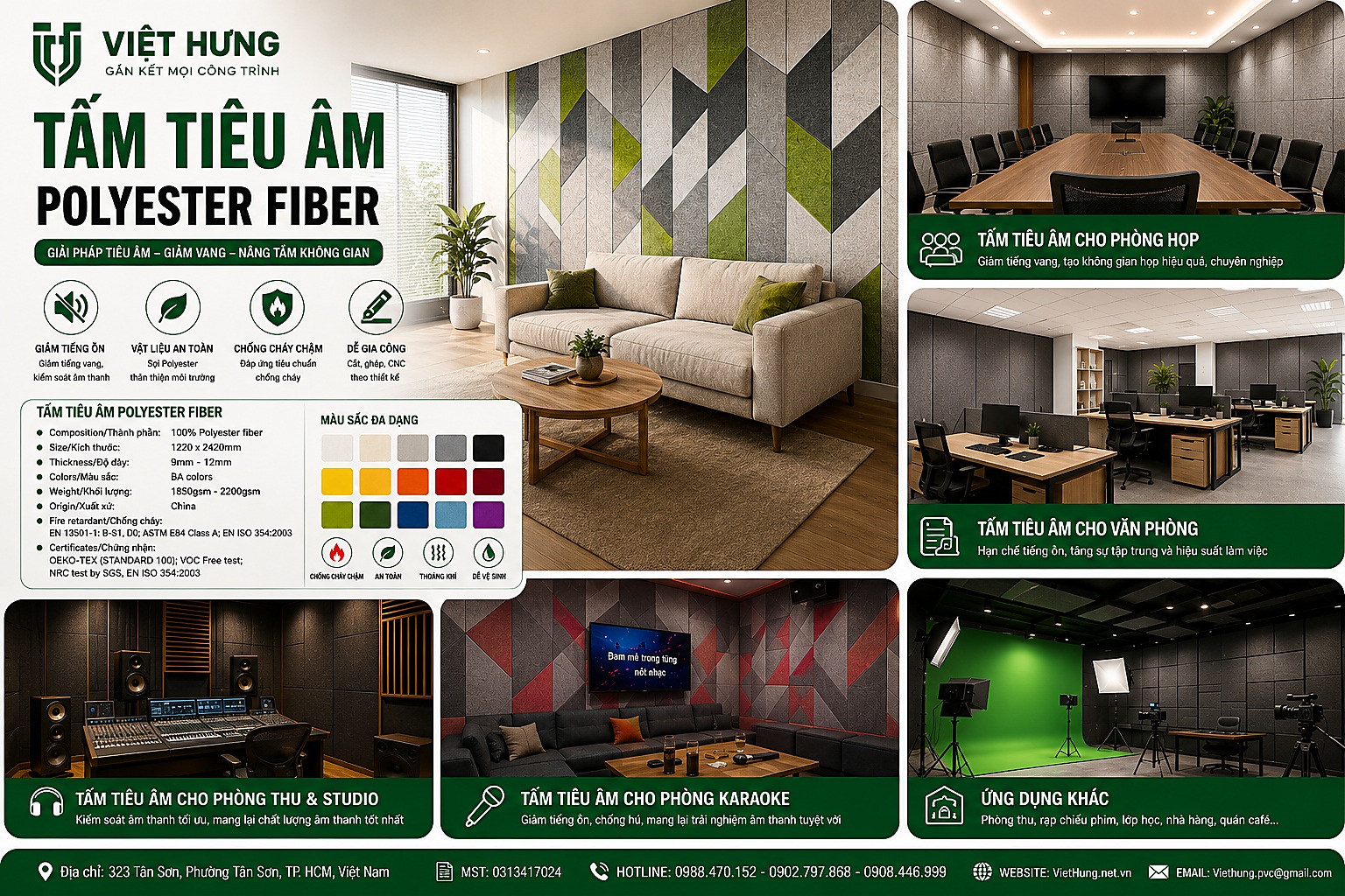 Ứng dụng tấm tiêu âm Fiber Polyester Sonic